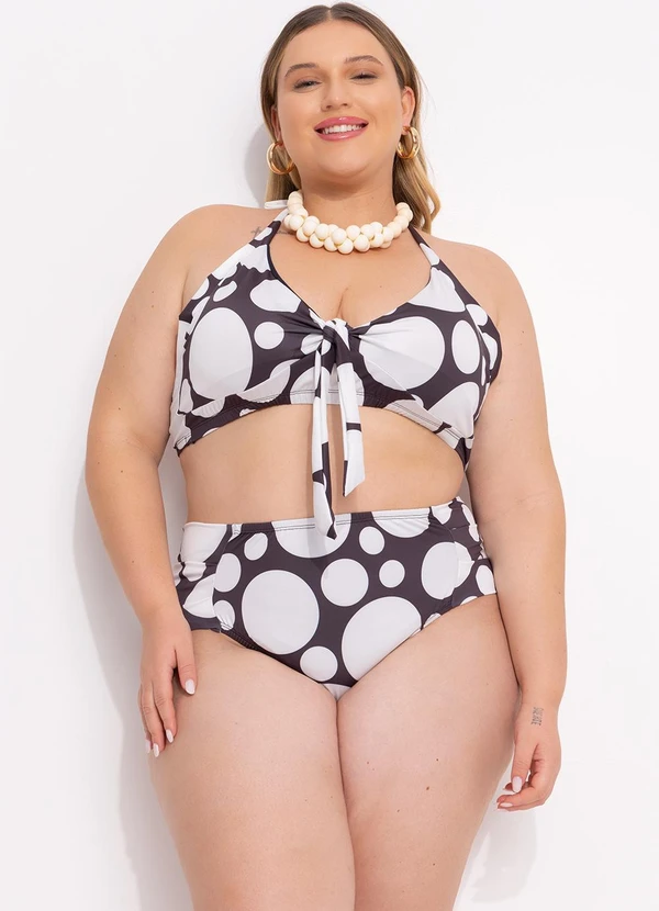 Marguerite - Calcinha Biquíni Poá Preto em Poliflex 10