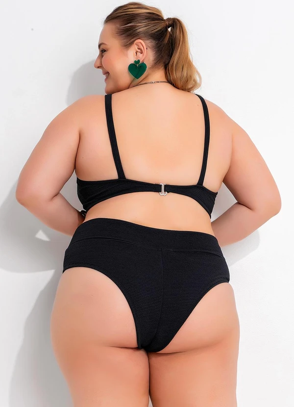 Marguerite - Calcinha Biquíni Preta em Canelado Texturizado 4