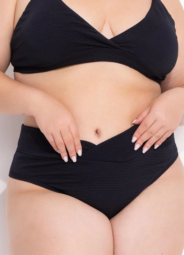 Marguerite - Calcinha Biquíni Preta em Canelado Texturizado 6