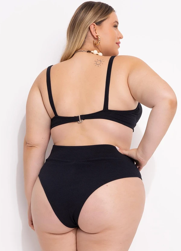 Marguerite - Calcinha Biquíni Preta em Canelado Texturizado 9