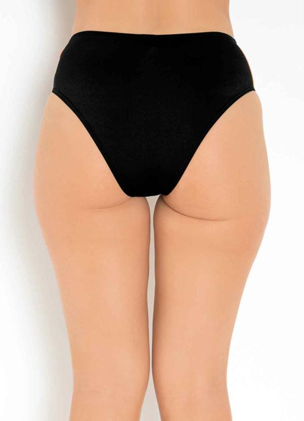 Alma Dolce - Calcinha Biquíni Preto e Laranja com Recorte 2