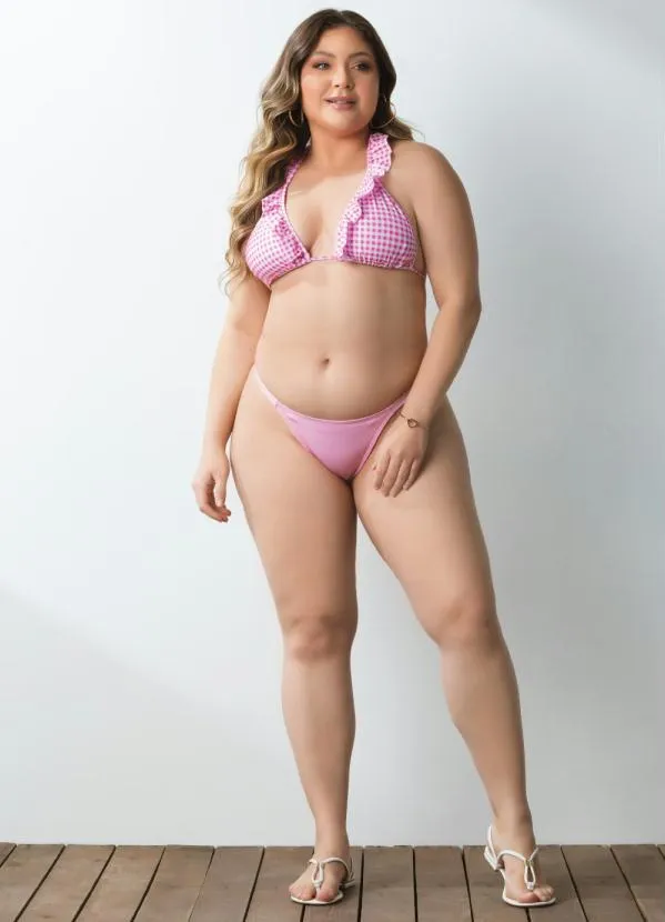 Quintess - Calcinha Biquíni Rosa com Elásticos 7