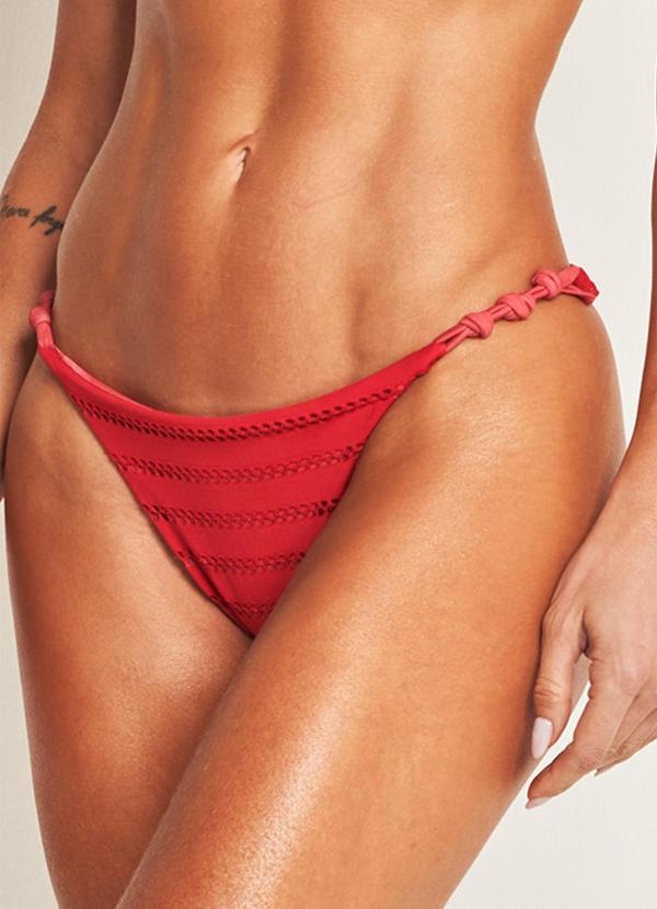 Doce Trama - Calcinha de Biquíni Listrada Vermelho 6