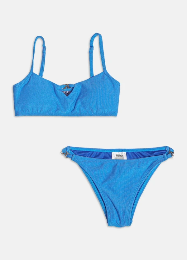 Authoria - Biquíni Canelado com Detalhe Vazado Azul