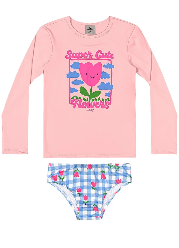 Quimby - Biquíni com Flores Infantil Rosa