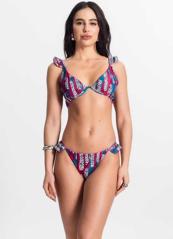 Rovitex - Conjunto Biquíni Estampado com Aro Rosa