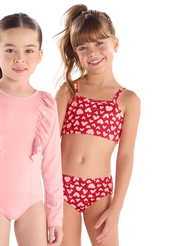 Quimby - Biquíni Infantil em Malha Uv Dry Vermelho