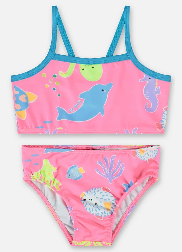 Up Baby - Biquíni Infantil Fps+50 com Forro Rosa