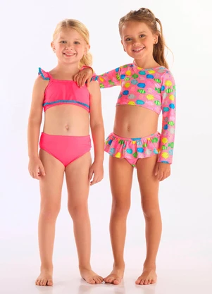 Up Baby - Biquíni Manga Longa Fps+50 Forro Rosa - UP BABY