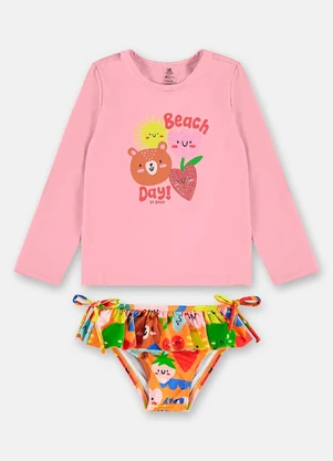 Up Baby - Biquíni Manga Longa Infantil Fps+50 Rosa - UP BABY