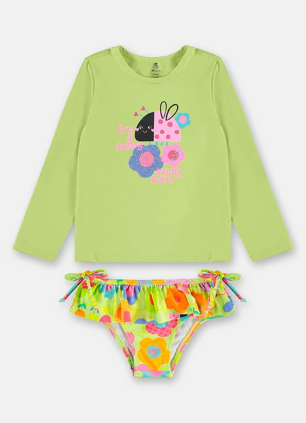 Up Baby - Biquíni Manga Longa Infantil Fps+50 Verde 2