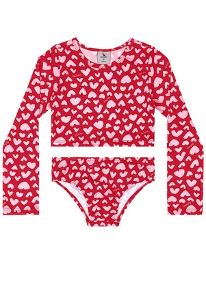 Quimby - Biquíni Manga Longa Infantil Vermelho - QUIMBY