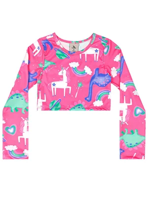 Quimby - Biquíni Manga Longa Infantil Uv Dry Rosa - QUIMBY