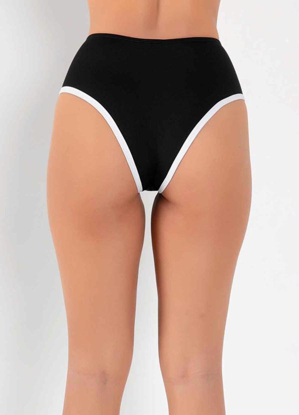Outlet - Calcinha Biquíni Preta com Frisos Contrastantes 2