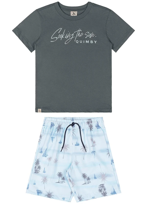 Quimby - Conjunto Camiseta Bermuda Tropical Quimby Cinza 2