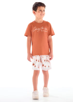Quimby - Conjunto Camiseta Bermuda Tropical Marrom - QUIMBY