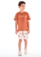Quimby - Conjunto Camiseta Bermuda Tropical Quimby Cinza - variação: Marrom