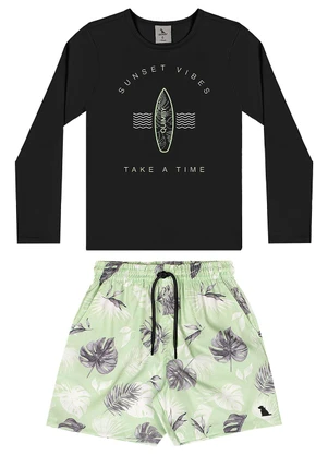 Quimby - Conjunto Camiseta Fps 50+ e Bermuda Preto - QUIMBY