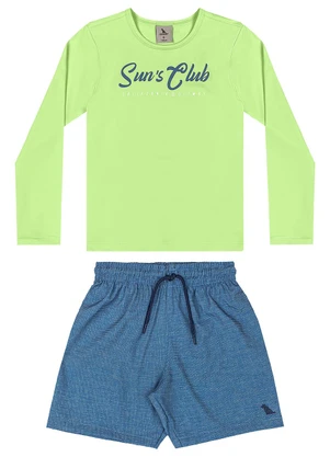 Quimby - Conjunto Camiseta Fps 50+ e Bermuda Verde - QUIMBY