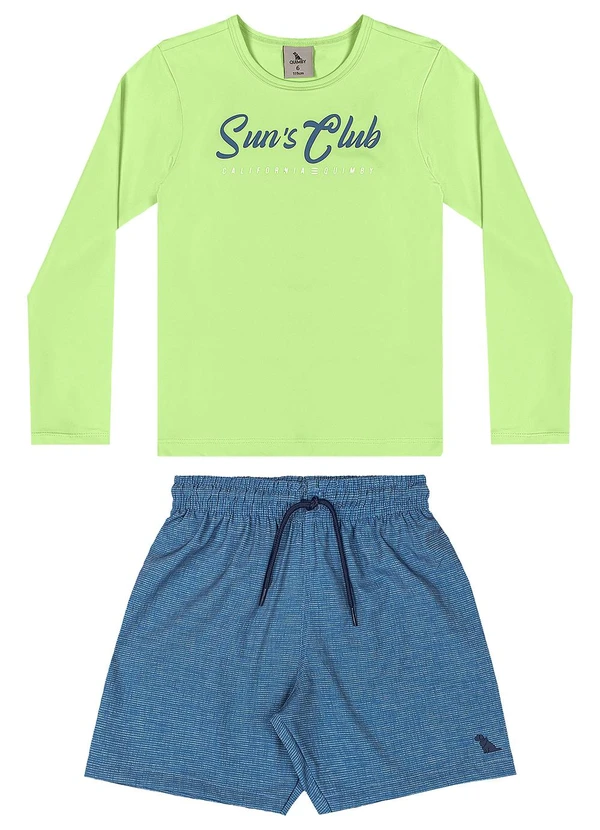 Quimby - Conjunto Camiseta Fps 50+ e Bermuda Verde