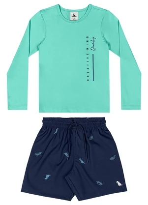 Quimby - Conjunto Camiseta Fps 50+ e Bermuda Verde - QUIMBY