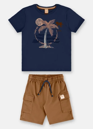 Up Baby - Conjunto Camiseta Summer Time Bermuda Azul - UP BABY