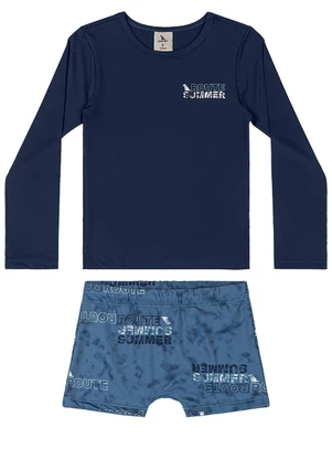 Quimby - Conjunto Camiseta Uv e Sunga Boxer Azul - QUIMBY