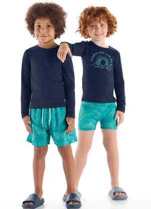 Quimby - Conjunto Camiseta Uv e Sunga Boxer Azul - QUIMBY