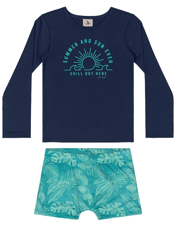 Quimby - Conjunto Camiseta Uv e Sunga Boxer Azul 2