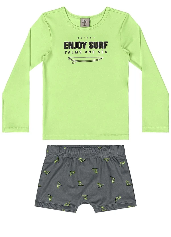 Quimby - Conjunto Camiseta Uv e Sunga Boxer Verde
