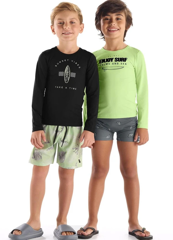 Quimby - Conjunto Camiseta Uv e Sunga Boxer Verde 6