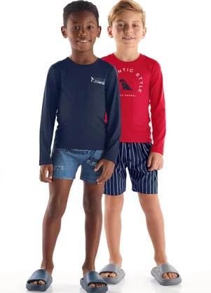 Quimby - Conjunto Praia Camiseta e Bermuda Vermelho - QUIMBY