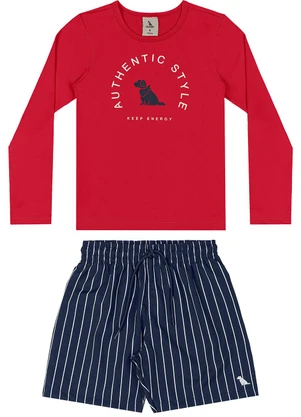Quimby - Conjunto Praia Camiseta e Bermuda Vermelho - QUIMBY