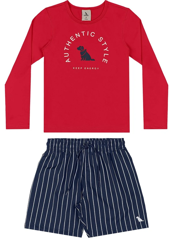 Quimby - Conjunto Praia Camiseta e Bermuda Vermelho 2