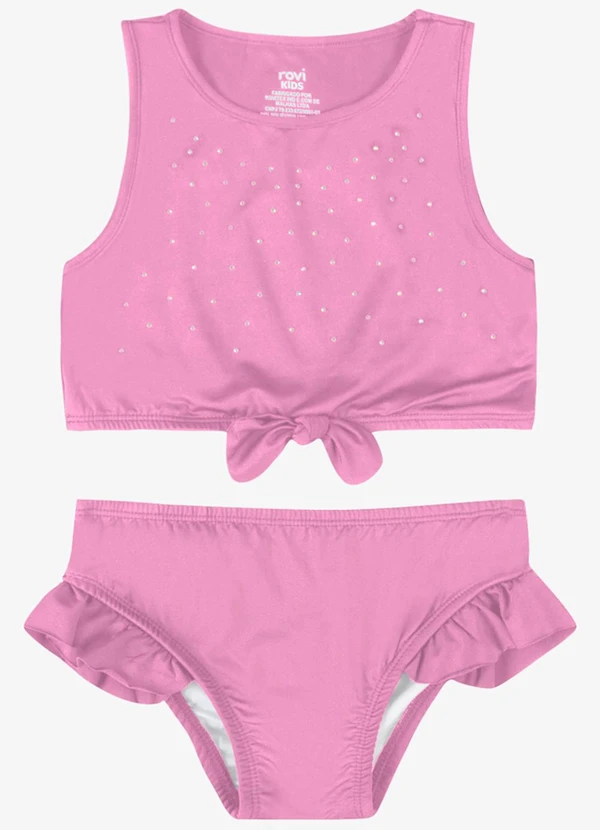 Rovi Kids - Conjunto Verão Menina Biquíni Strass Rosa