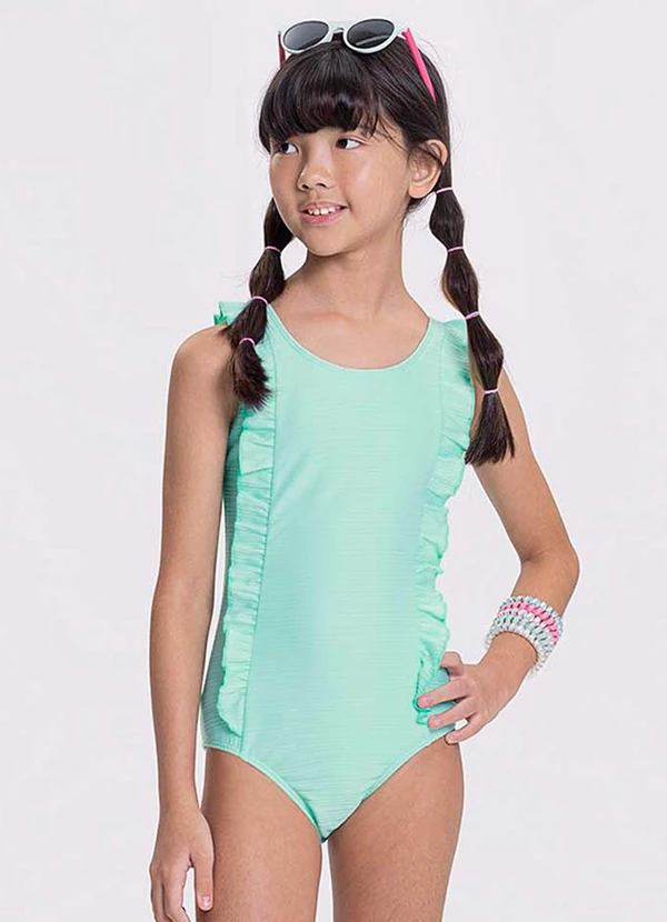 Alakazoo - Body Menina Malha Suedine Manga Longa Verde