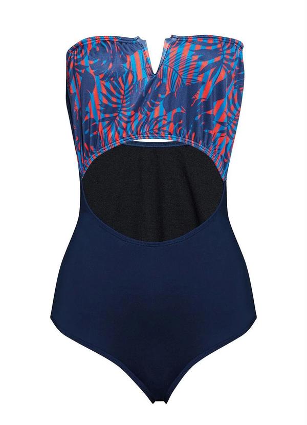 Outlet - Maiô Azul Escuro com Vazado Abaixo do Busto 7