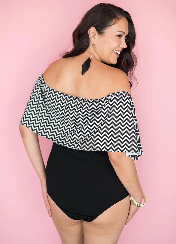 bonprix - Maiô Ciganinha Estampa Chevron Preto 5