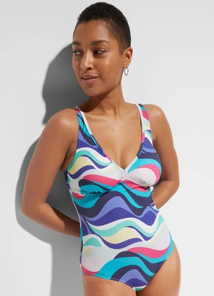 bonprix - Maiô Geométrico Psicodélico em Malha com Elastan - BONPRIX