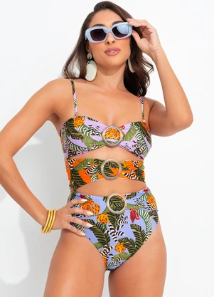 Farm - Maiô Patch Banana Listrada Laranja - FARM