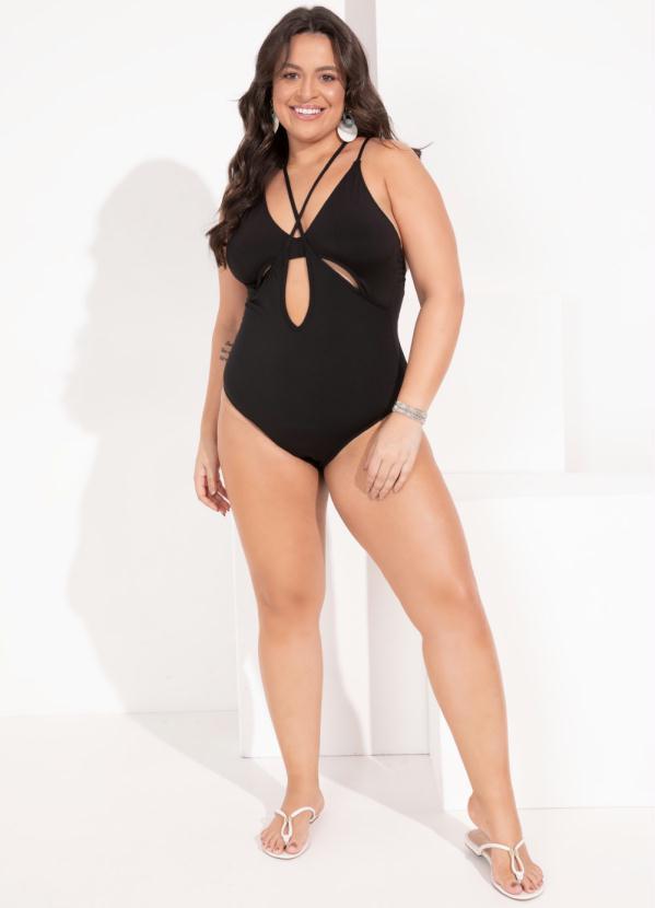 Outlet - Maiô Preto com Vazados na Frente 7