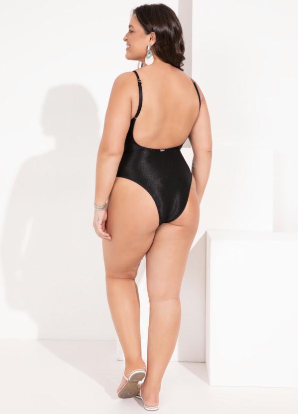 Quintess - Maiô Preto de Alças e Decote Profundo nas Costas 10