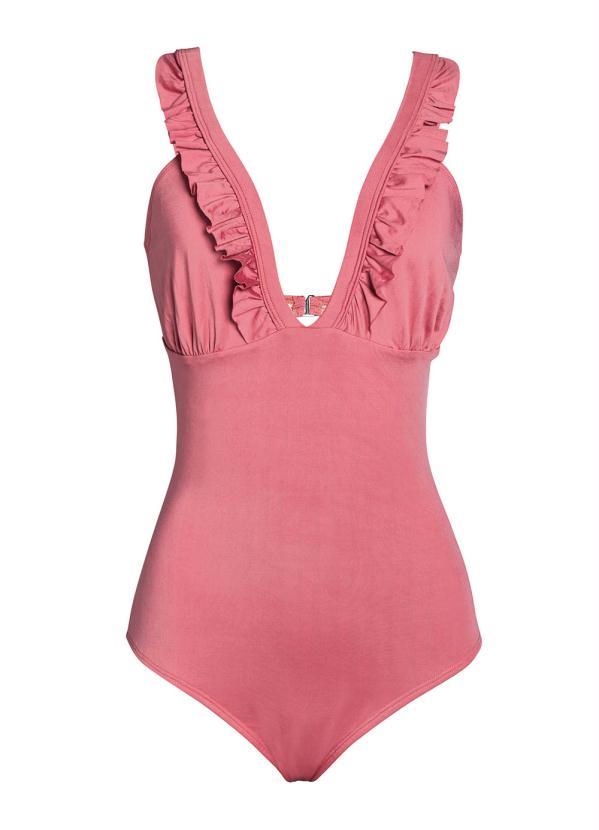 Outlet - Maiô Rose com Babado no Decote 6