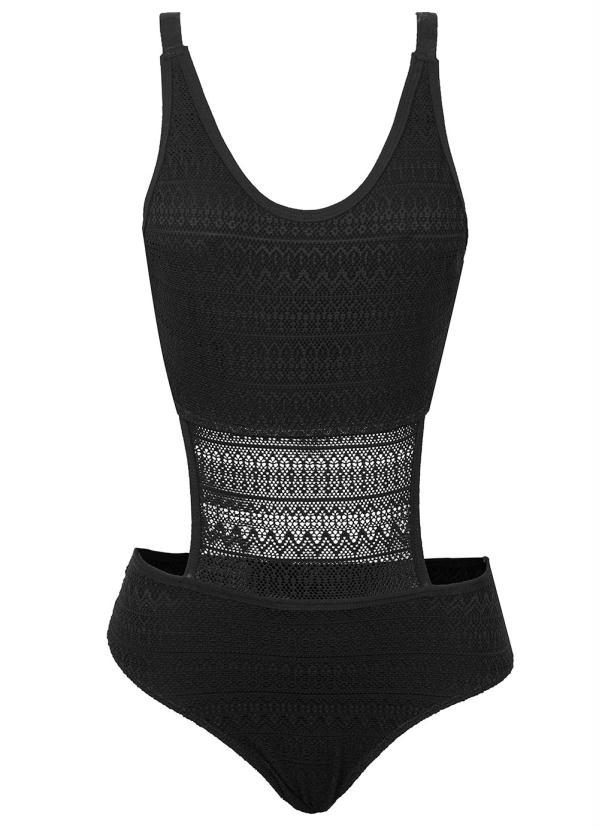 Outlet - Maiô Vazado nas Costas com Renda Preto 4