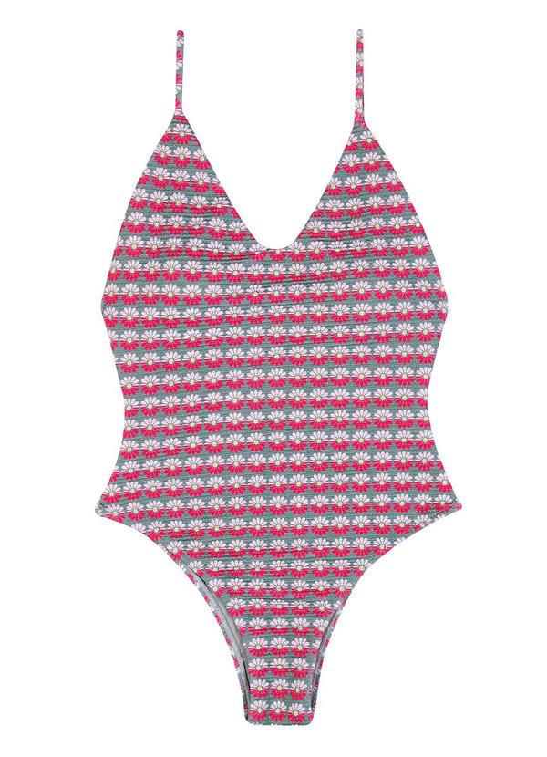 Enfim - Maiô Verde Floral Uv Beach