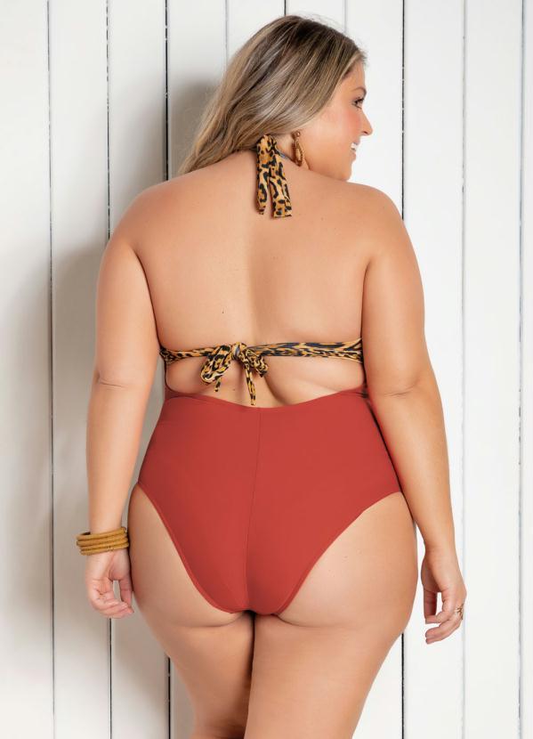 Outlet - Maiô Vermelho e Onça Modelo Frente Única 2