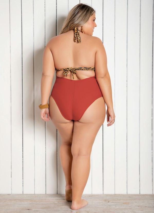 Outlet - Maiô Vermelho e Onça Modelo Frente Única 4