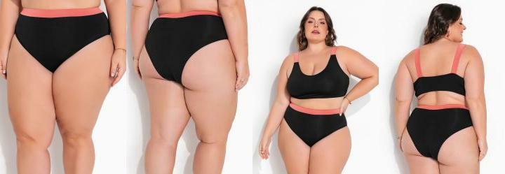 Calcinha Biquni Plus Size Preta e Rosa