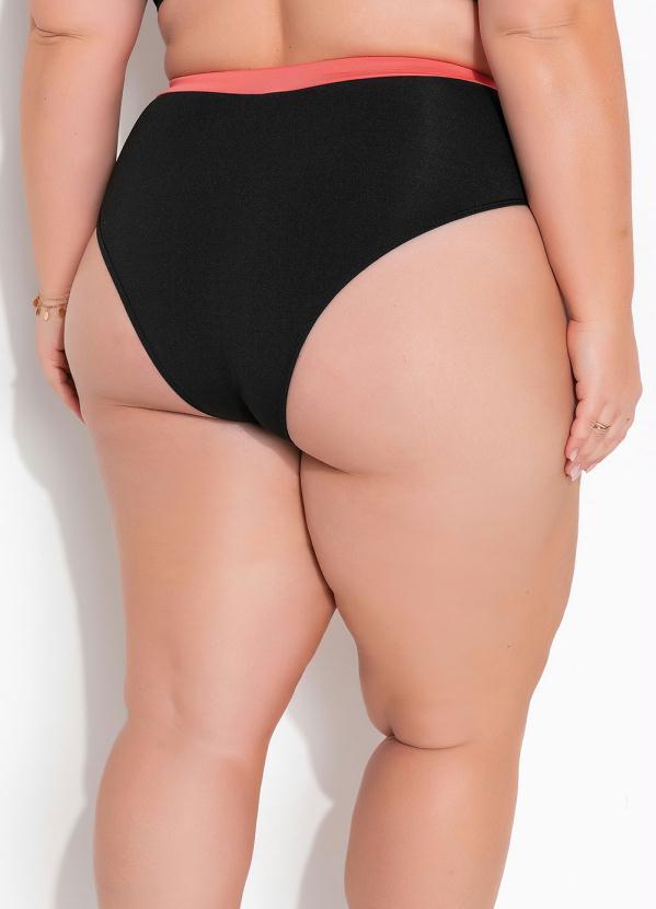 Outlet - Calcinha Biquíni Plus Size Preta e Rosa 2