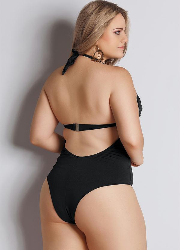 Quintess - Maiô Decote V Plus Size Preto 2